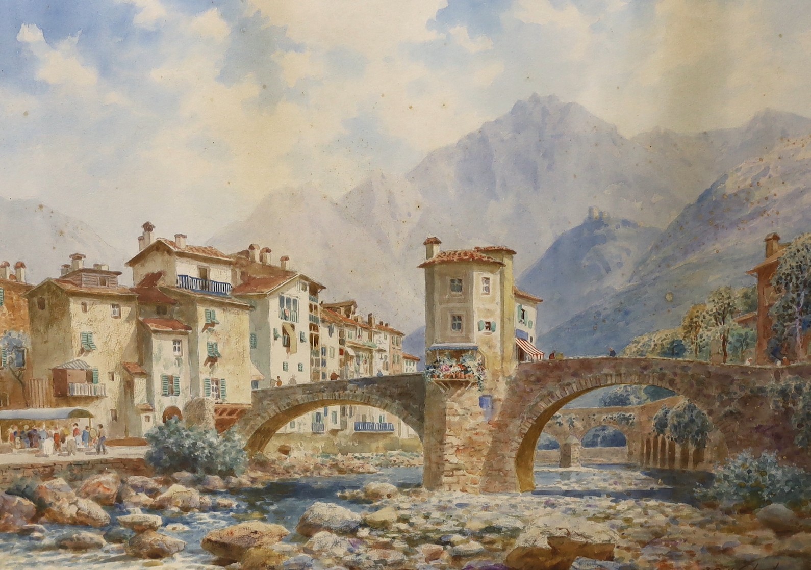 Henry B. Wimbush (1861-1910), watercolour, 'Sospel Maritime Alps', signed, 43 x 58cm